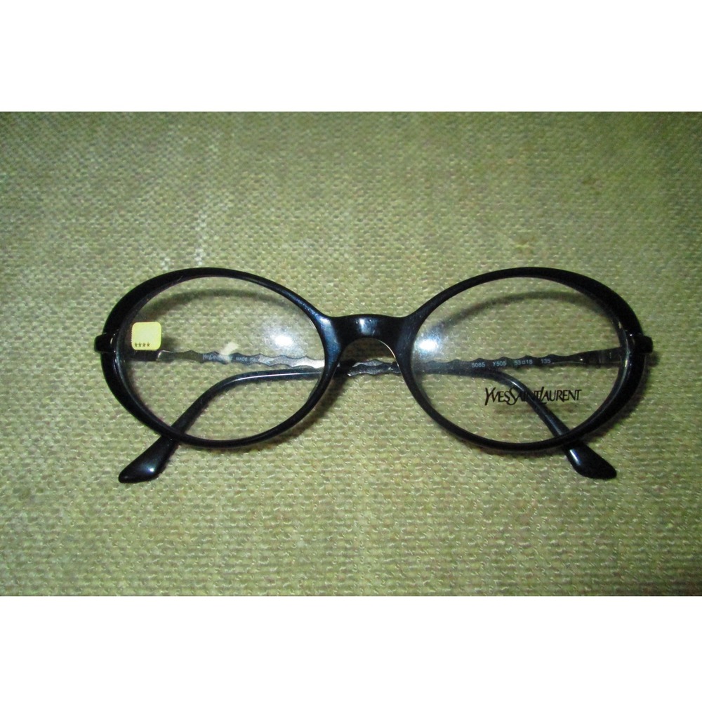 Yves Saint Laurent YSL Eyeglasses Black Oval Frames Only Glasses - Picture 1 of 5